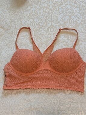 Victoria's Secret Coral Lace Longline Push-Up Bralette